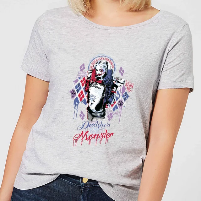 T-Shirt Femme Harley Quinn Daddy's Lil Monster - Suicide Squad (DC Comics) - Gris