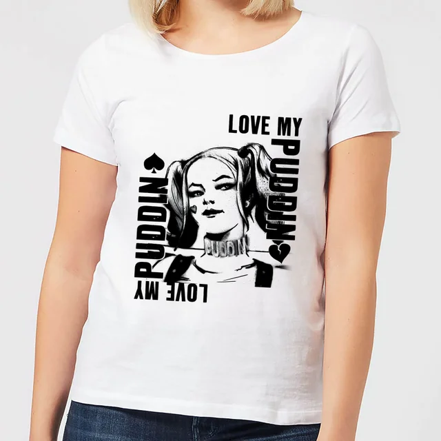 T-Shirt Homme Harley Quinn Love Puddin - Suicide Squad (DC Comics) - Blanc