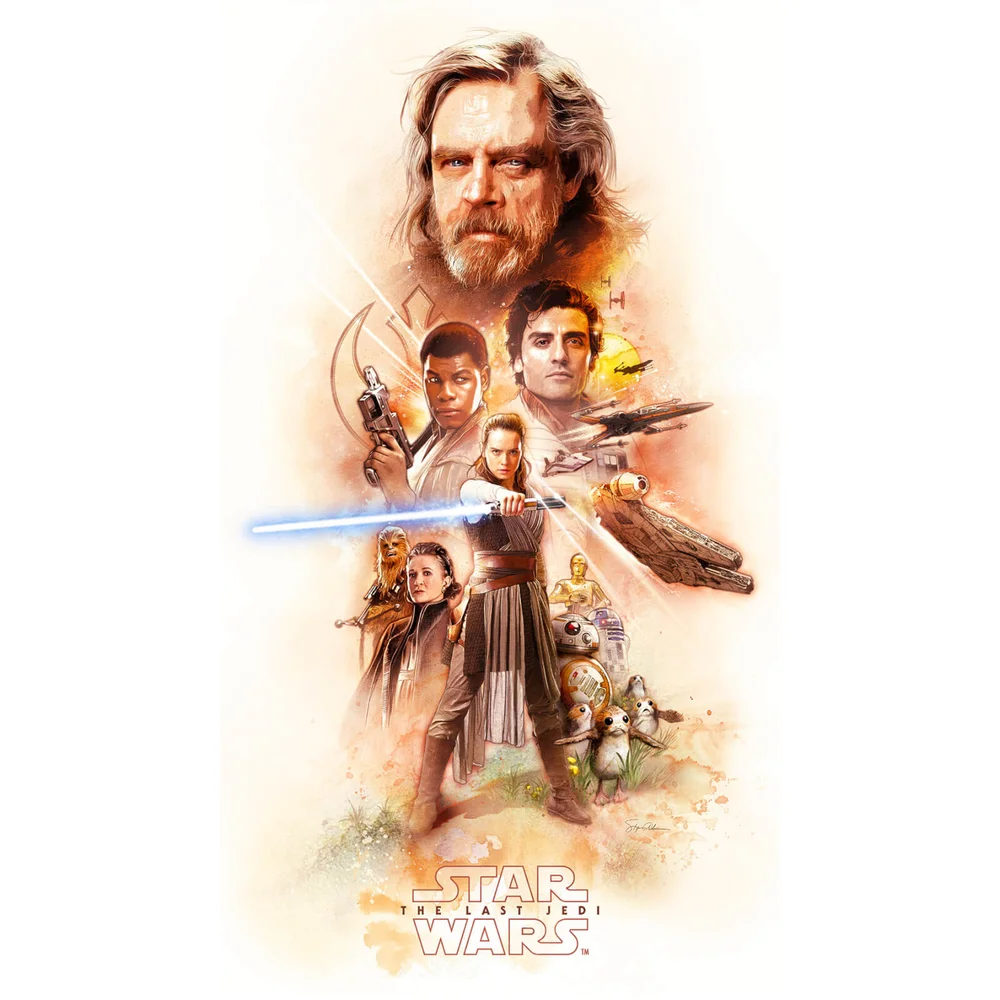 Lithographie Star Wars : Les Derniers Jedi " Un Nouvel Équilibre" par Steve Anderson (39 cm x 71 cm) Exclusivité Zavvi UK Image 1