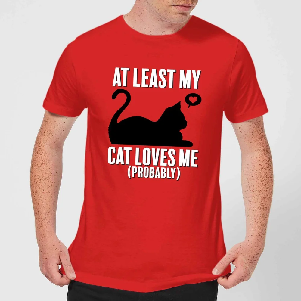 T-Shirt Homme At Least My Cat Loves Me - Rouge - S - Rouge Image 1