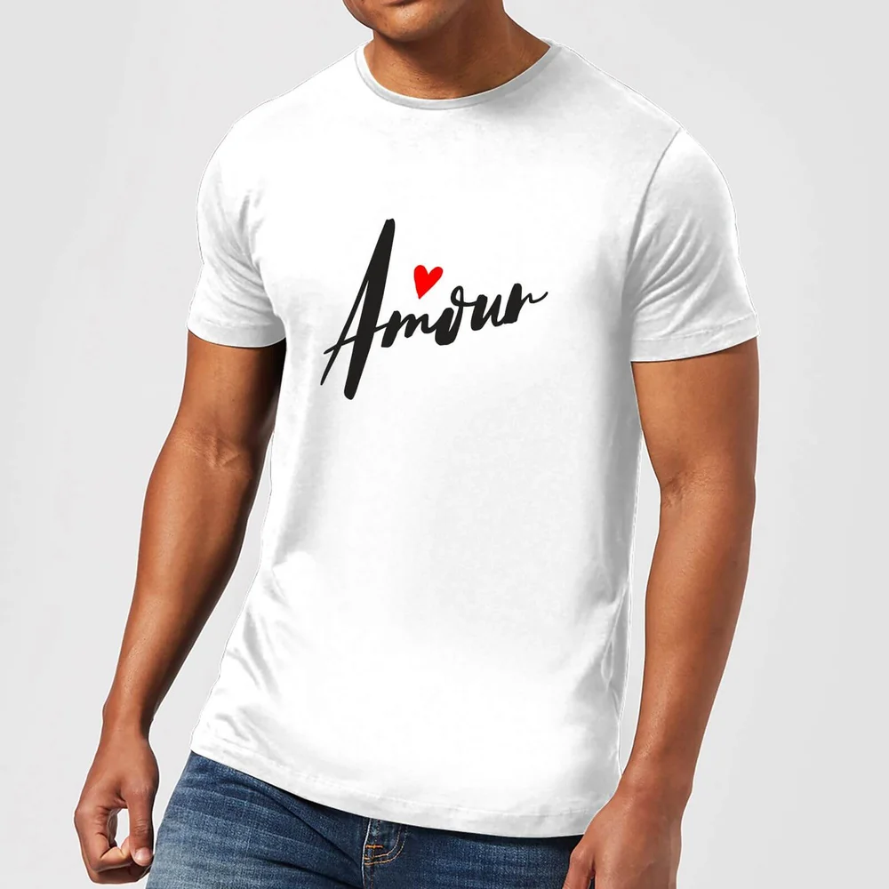 T-Shirt Homme Amour Script - Blanc - S - Blanc Image 1