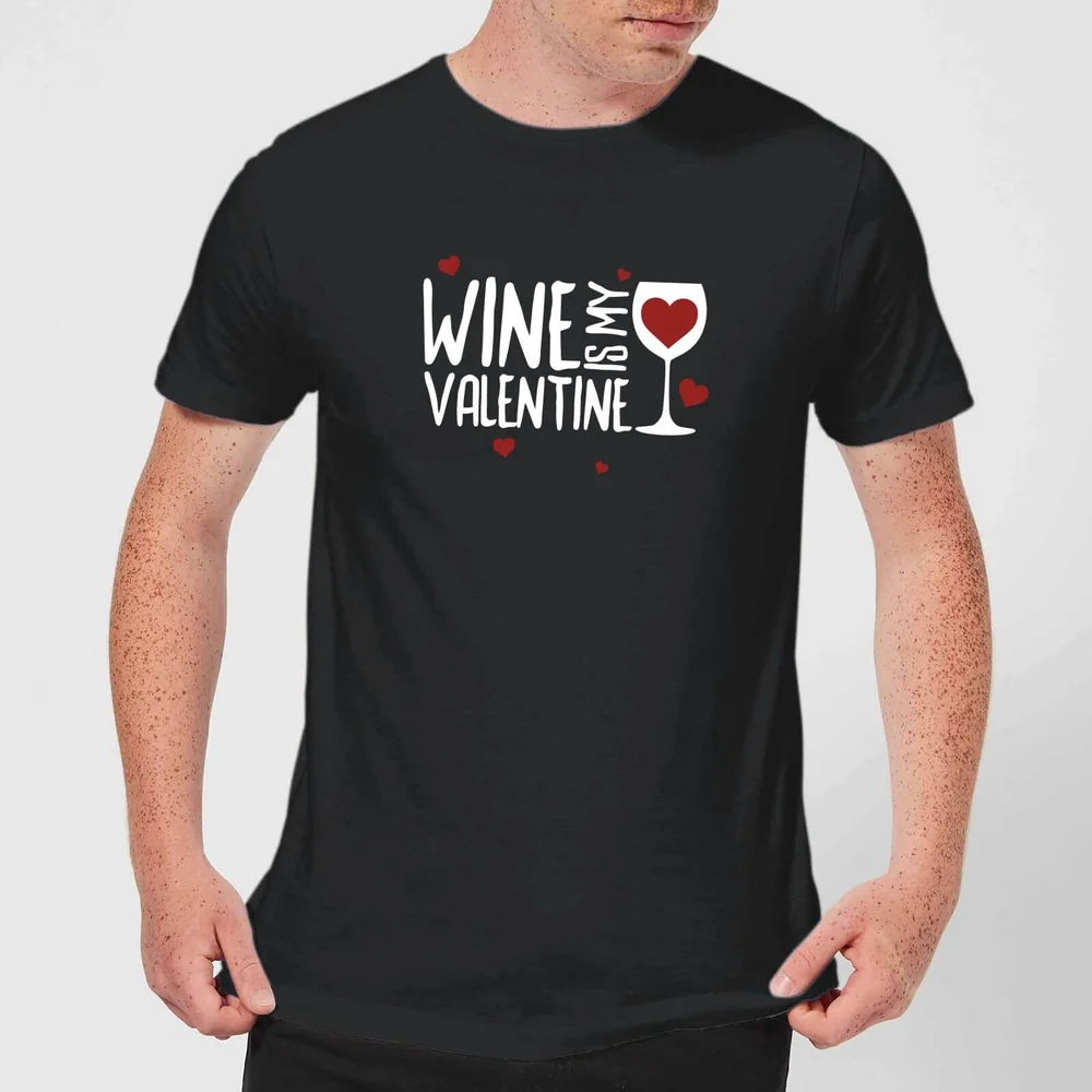 T-Shirt Homme Wine Is My Valentine - Noir - S - Noir Image 1