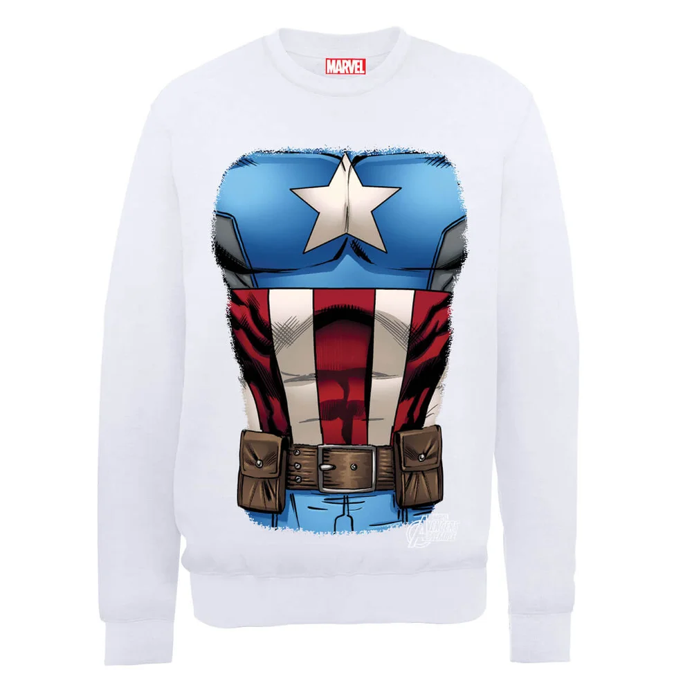 Sweat Homme Marvel Avengers Assemble - Torse Captain America - Blanc - S - Blanc Image 1