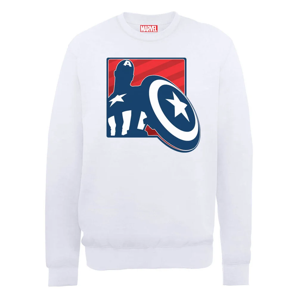 Sweat Homme Marvel Avengers Assemble - Captain America Badge - Blanc - S - Blanc Image 1