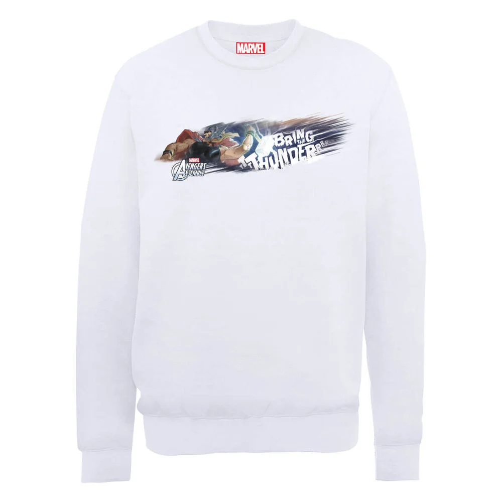 Sweat Homme Marvel Avengers Assemble - Thor Bring The Thunder - Blanc - S - Blanc Image 1