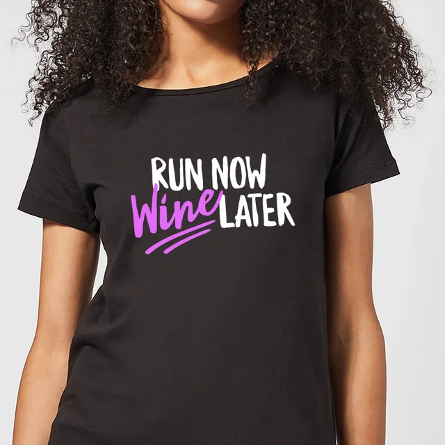 T-Shirt Femme Run Now Wine Later - Noir