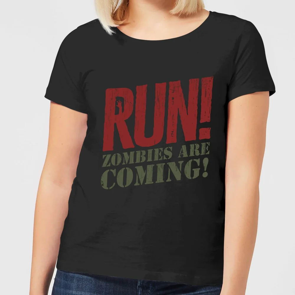 T-Shirt Femme RUN! Zombies Are Coming! - Noir - 3XL Image 1