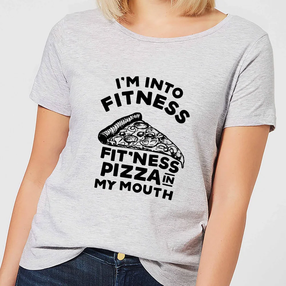 T-Shirt Femme Fitness Pizza - Gris - S - Gris Image 1