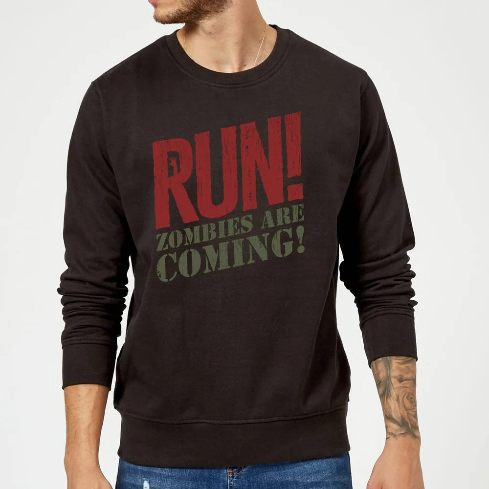 Sweat Homme RUN! Zombies Are Coming! - Noir - S - Noir Image 1