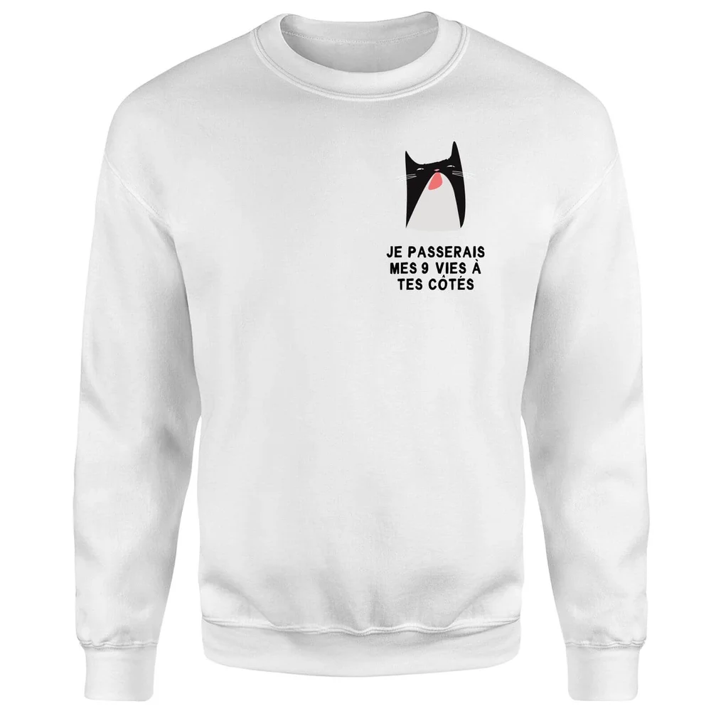 Sweat Homme Je Passerais Mes 9 Vies à Tes Côtés - Blanc - S - Blanc Image 1