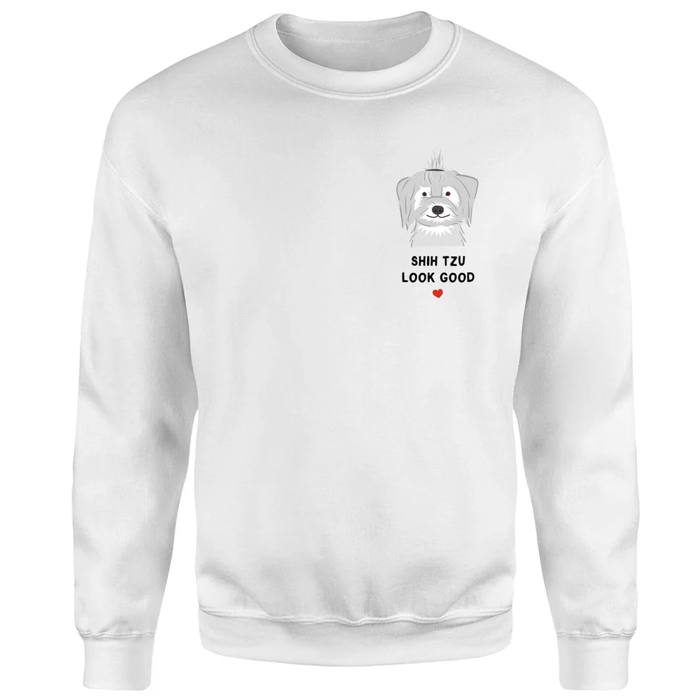 Sweat Homme Shih Tzu Look Good - Blanc - S - Blanc Image 1