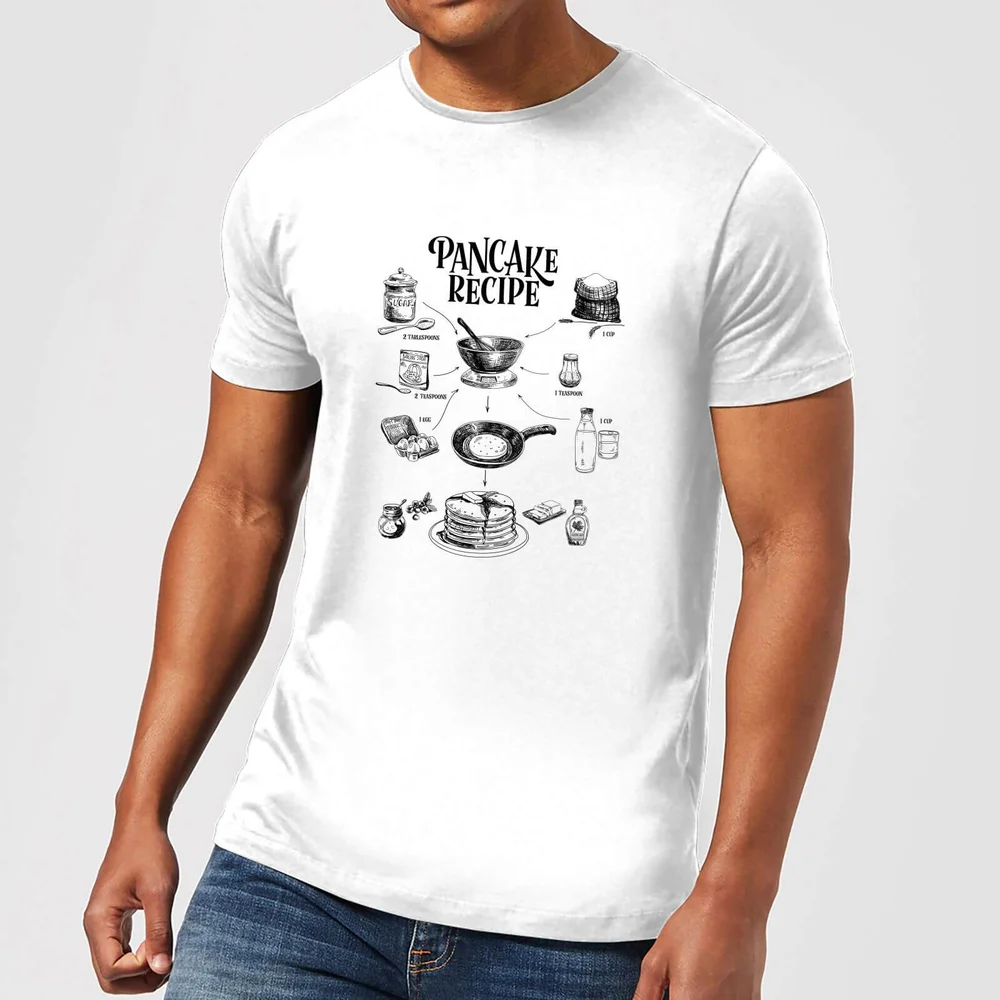T-Shirt Homme Recette de Pancakes - Blanc - S - Blanc Image 1
