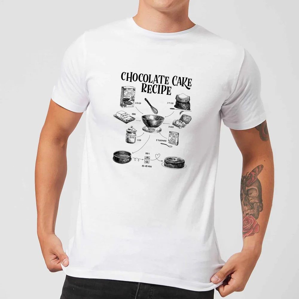 T-Shirt Homme Recette de Gâteau au Chocolat - Blanc - S - Blanc Image 1