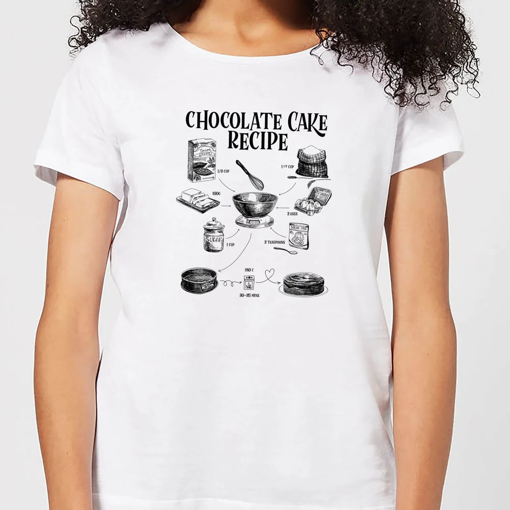 T-Shirt Femme Recette de Gâteau au Chocolat - Blanc - S - Blanc Image 1