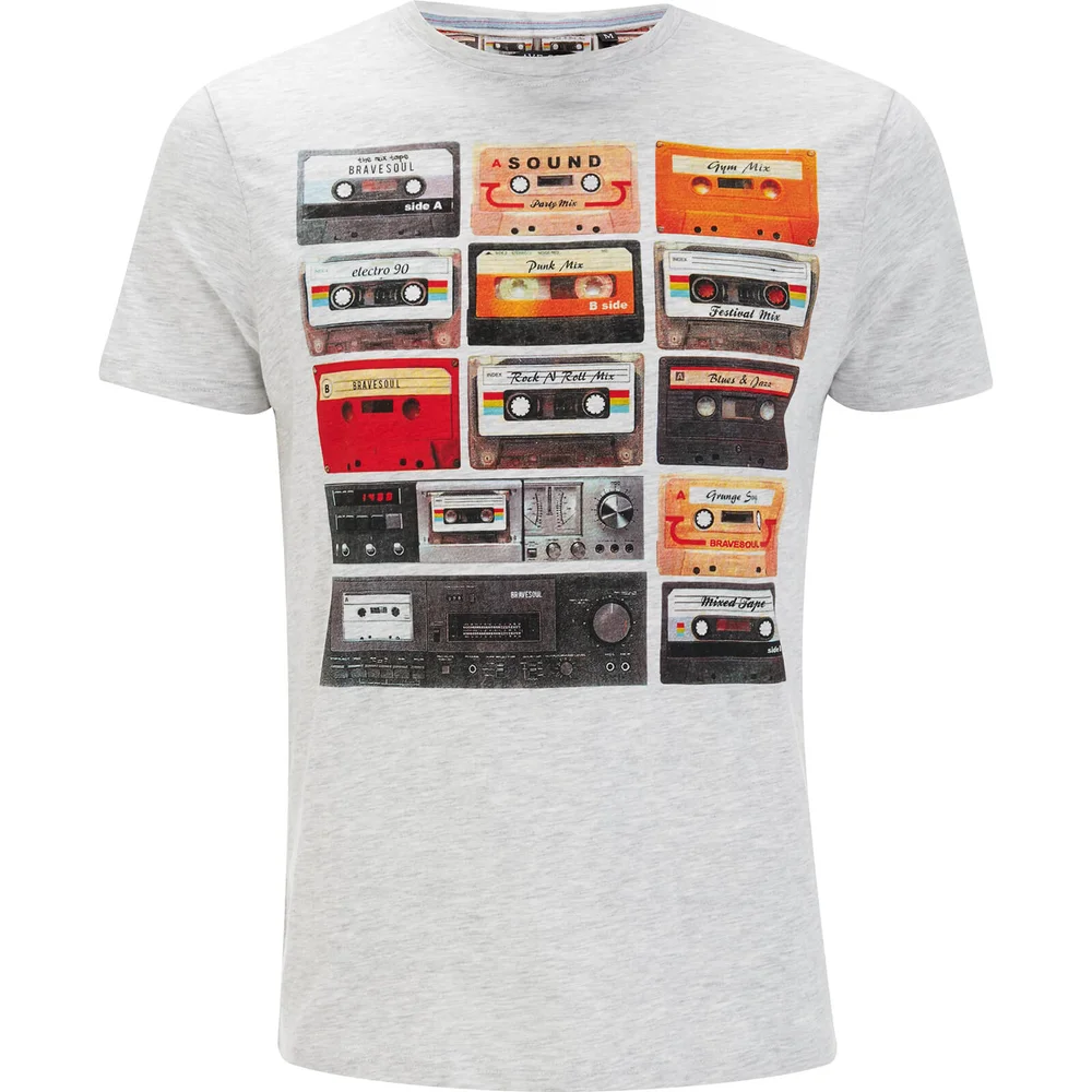 T-Shirt Homme Decade Cassette Brave Soul - Blanc Cassé - S - Gris Image 1