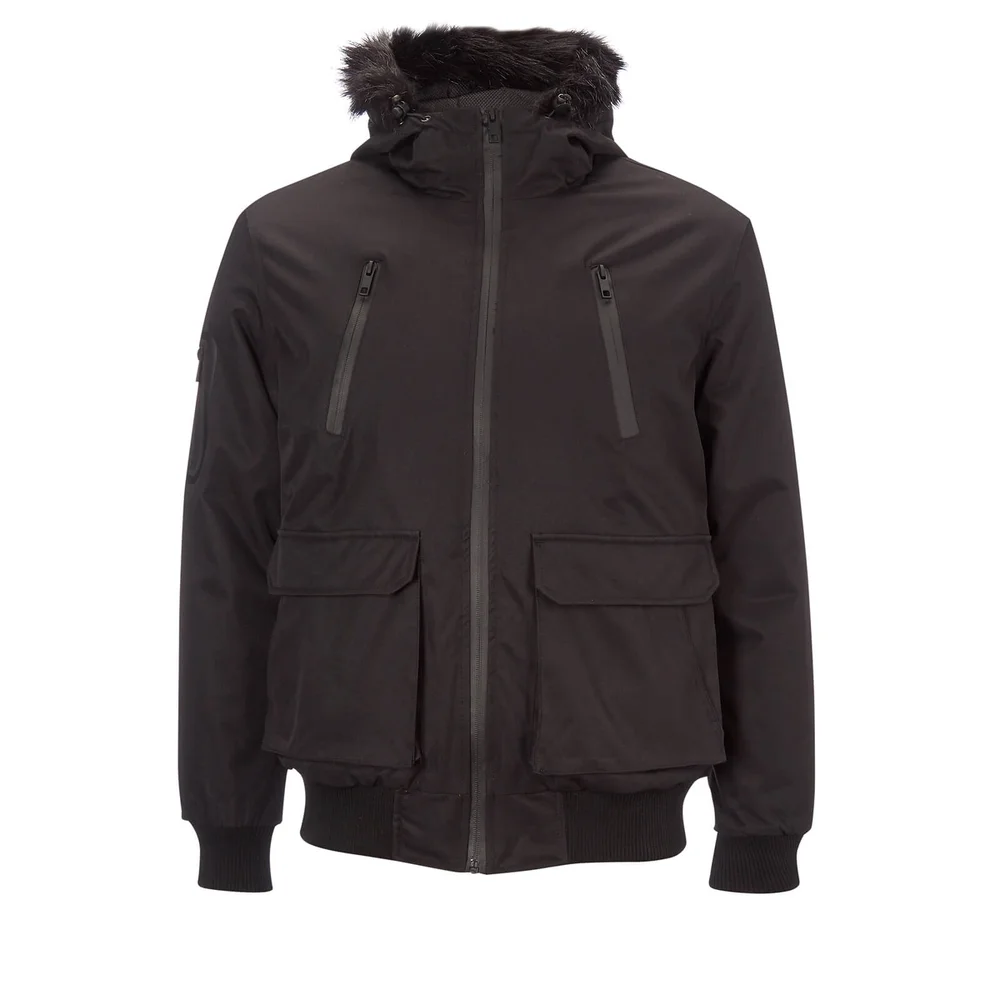 Brave Soul Men's Bradshaw Padded Bomber Jacket - Black - S - Noir Image 1