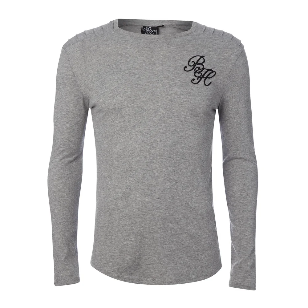 T-Shirt à Manches Longues Homme Rib Panel Fleck Beck & Hersey - Gris Chiné - S - Gris Image 1