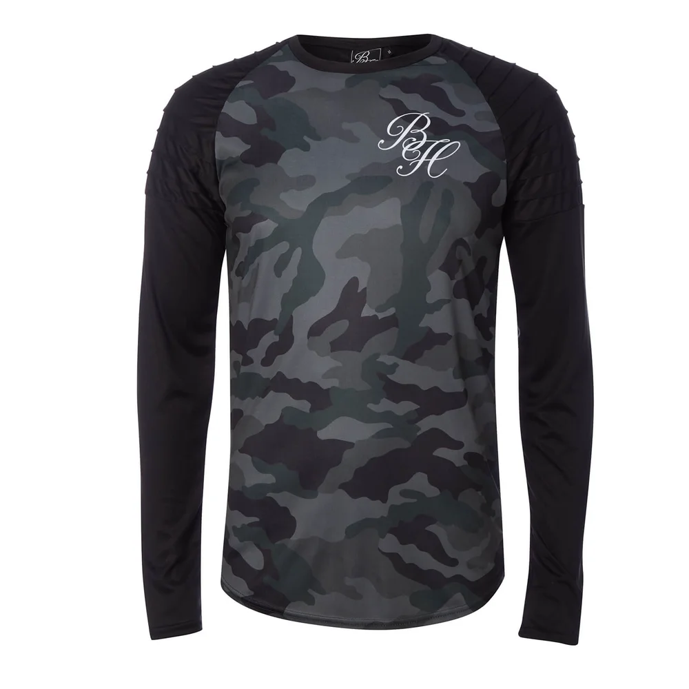 T-Shirt à Manches Longues Homme Rib Panel Fleck Beck & Hersey - Vert Kaki - S - Vert Citron Image 1