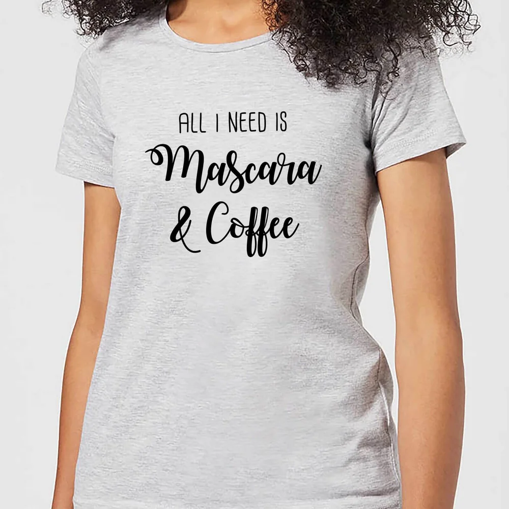T-Shirt Femme All I Need Is Mascara And Coffee - Gris - S - Gris Image 1