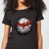 T-Shirt Femme Batman DC Comics - Logo sur le Mur - Noir - undefined undefined