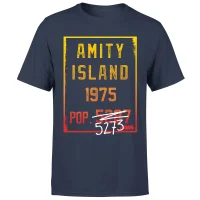 T-Shirt Homme Les Dents de la mer - Population d'Amity - Bleu Marine - undefined undefined