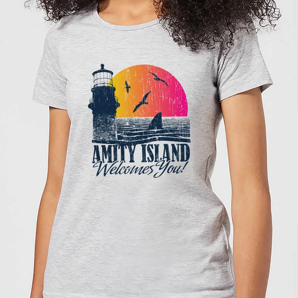T-Shirt Femme Les Dents de la mer - Bienvenue à Amity Island - Gris - S Image 1