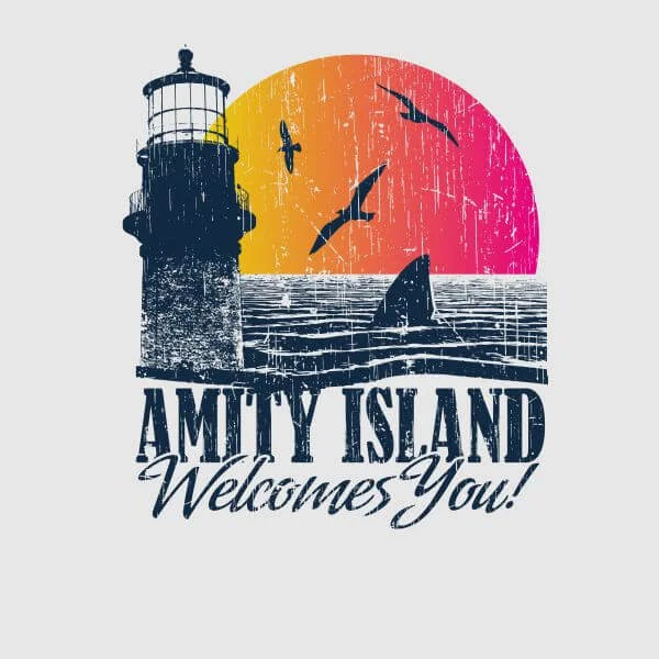 T-Shirt Femme Les Dents de la mer - Bienvenue à Amity Island - Gris
