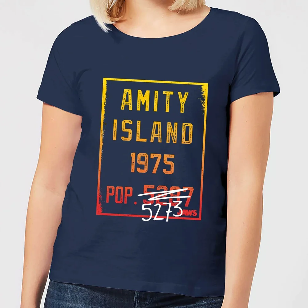 T-Shirt Femme Les Dents de la mer - Population d'Amity - Bleu Marine - S Image 1