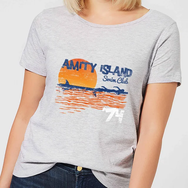 T-Shirt Femme Les Dents de la mer - Club de Natation Amity - Gris