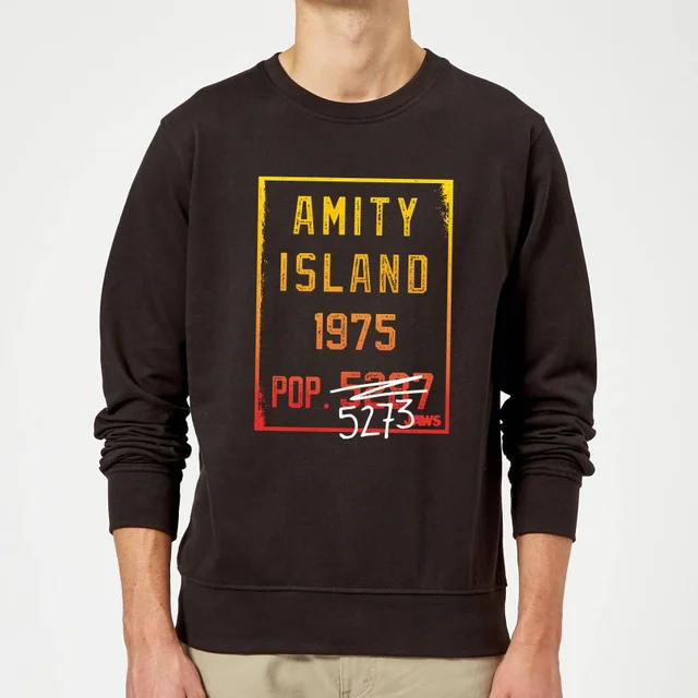 Sweat Homme Les Dents de la mer - Population d'Amity - Noir