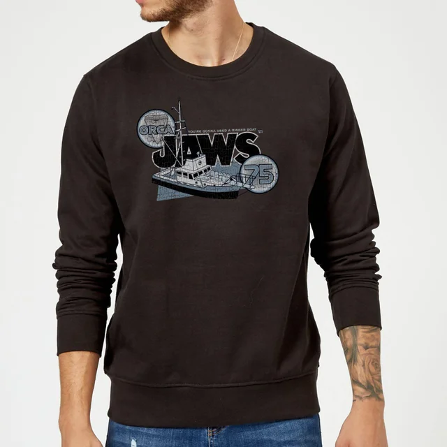 Sweat Homme Les Dents de la mer - Orca 75 - Noir