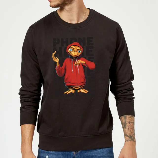 Sweat Homme E.T. l'extra-terrestre - Téléphone Maison Effet - Noir