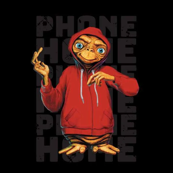 Sweat Homme E.T. l'extra-terrestre - Téléphone Maison Effet - Noir