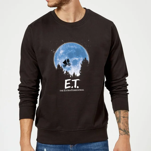 Sweat Homme E.T. l'extra-terrestre - Silhouette dans la Lune - Noir
