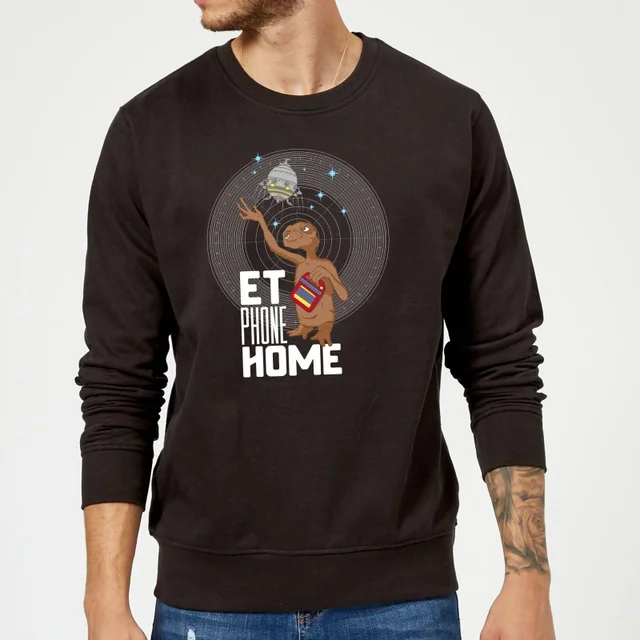 Sweat Homme E.T. l'extra-terrestre - Téléphone Maison - Noir