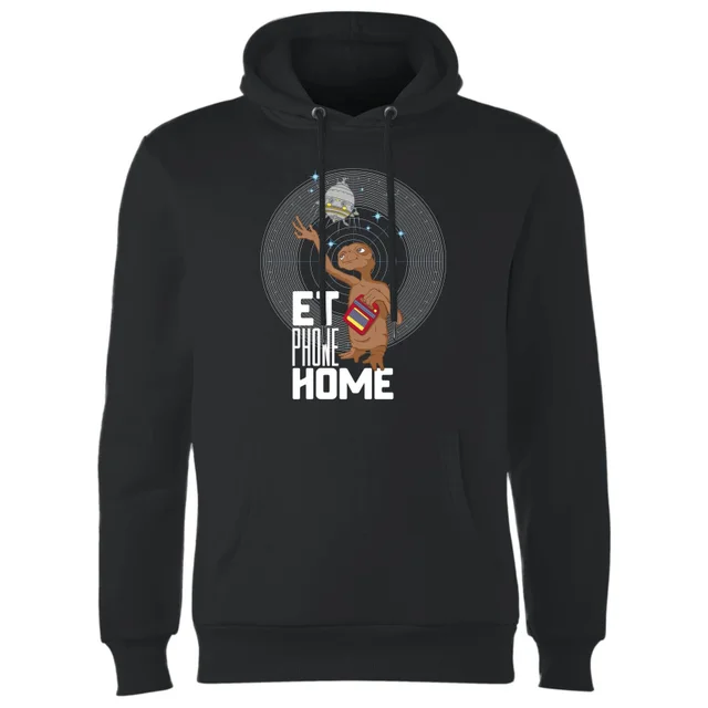 Sweat à Capuche Homme E.T. l'extra-terrestre - Téléphone Maison - Noir