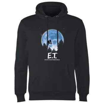 Sweat à Capuche Homme E.T. l'extra-terrestre - Silhouette dans la Lune - Noir