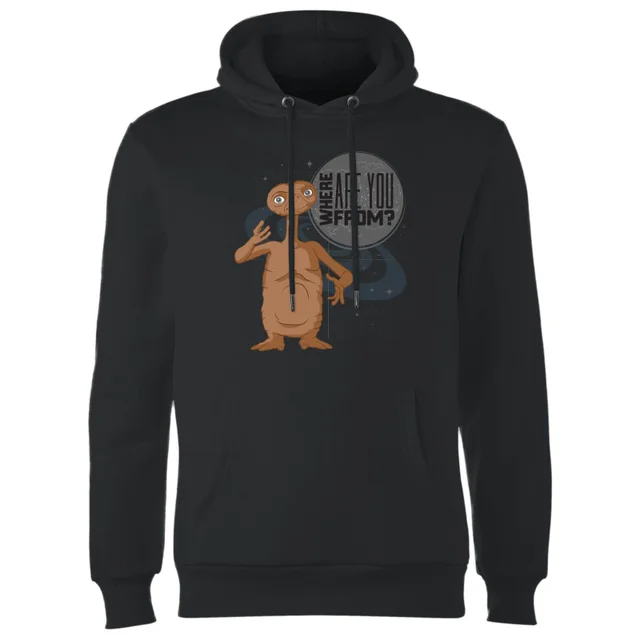 Sweat à Capuche Homme E.T. l'extra-terrestre - D'où Viens-Tu - Noir