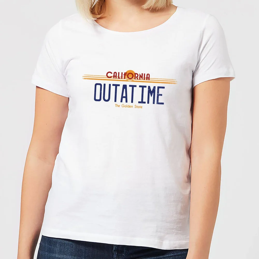 T-Shirt Femme Retour vers le Futur - Plaque Immatriculation Outatime - Blanc - S Image 1