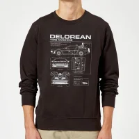 Sweat Homme Retour vers le Futur - Schéma de la DeLorean - Noir