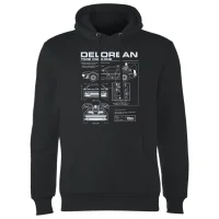 Sweat à Capuche Homme Retour vers le Futur - Schéma de la DeLorean - Noir
