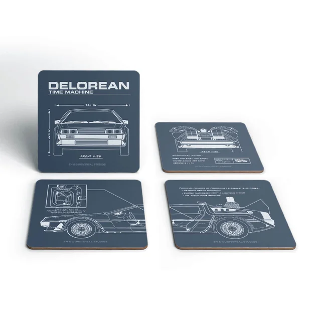 Dessous de Verre Schéma DeLorean - Retour vers le Futur