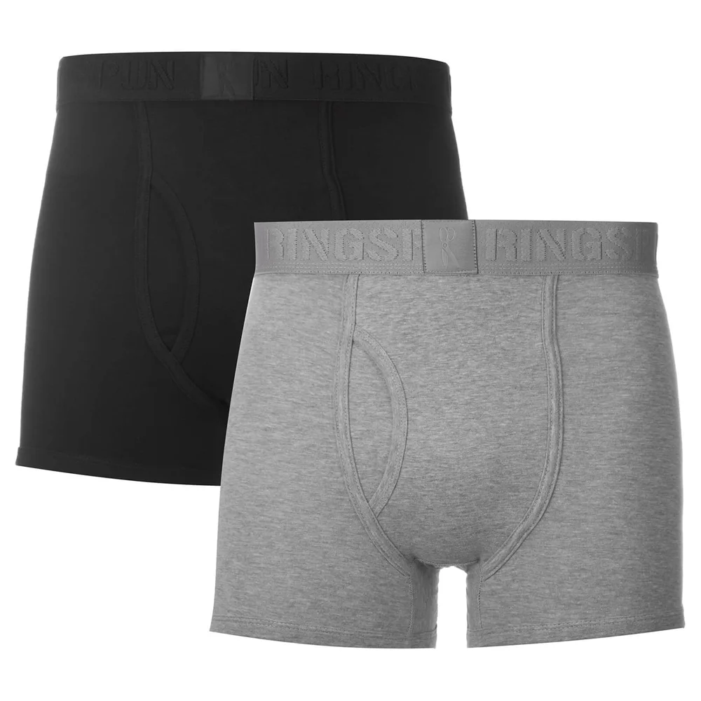 Ringspun Men's 2 Pack Boxers - Black/Grey - S - Noir/Gris Image 1