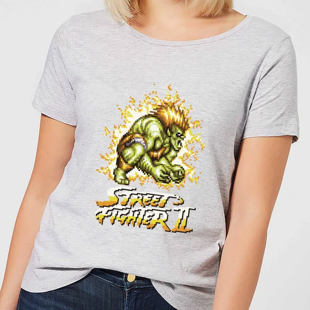 T-Shirt Femme Blanka 16-bit Street Fighter - Gris