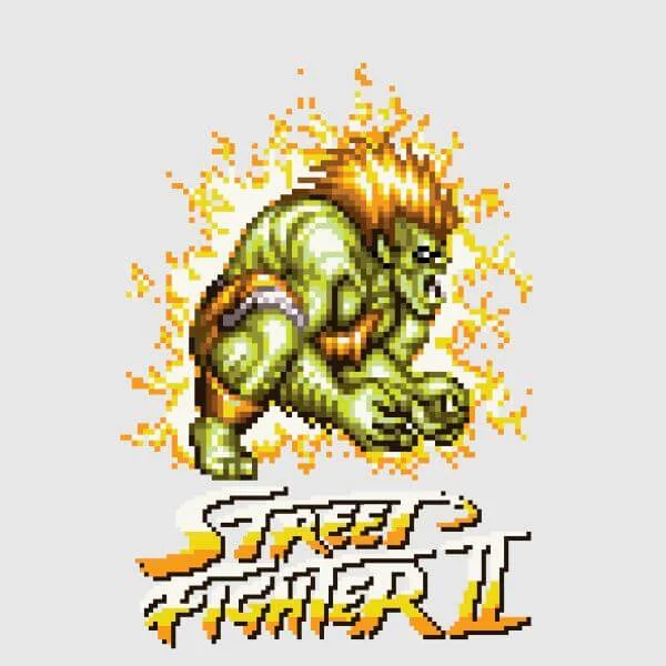 T-Shirt Femme Blanka 16-bit Street Fighter - Gris