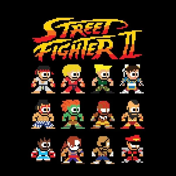 T-Shirt Femme Personnages 2 Pixels Street Fighter - Noir