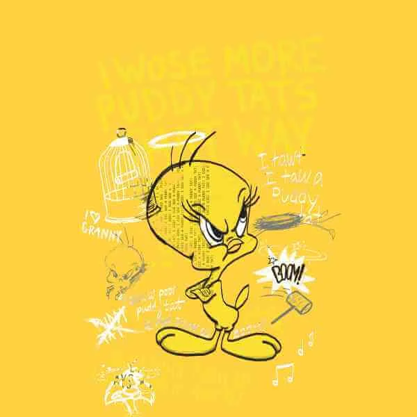 T-Shirt Homme Titi Fâché Looney Tunes - Jaune