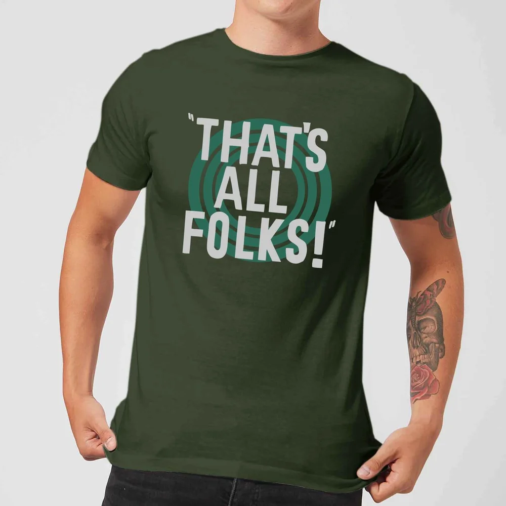 T-Shirt Homme That's All Folks ! Looney Tunes - Vert Foncé - S Image 1