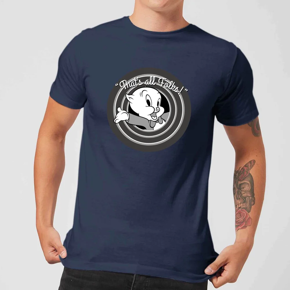 T-Shirt Homme That's All Folks ! Porky Pig Looney Tunes - Bleu Marine - S Image 1