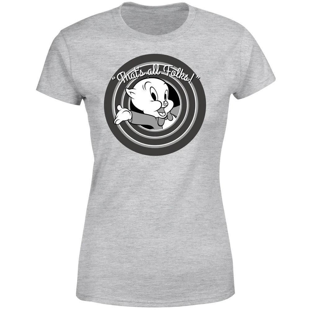 T-Shirt Femme That's All Folks ! Porky Pig Looney Tunes - Gris - S Image 1